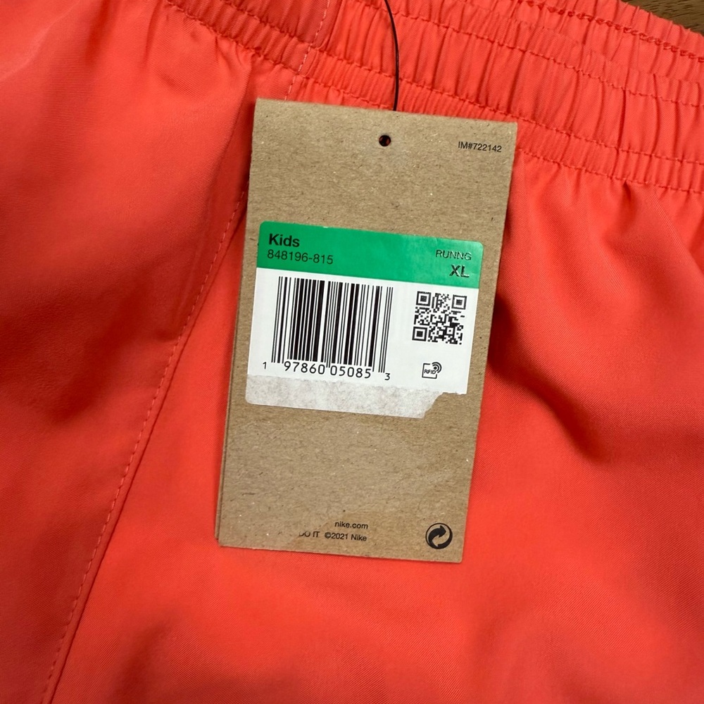 Nike Girls Coral Athletic Shorts with White Trim - Picture 3 of 3
